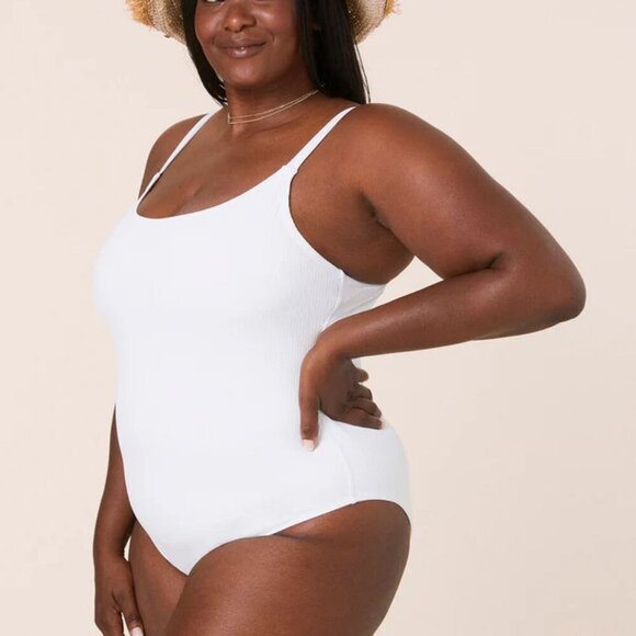 Andie The Amalfi One Piece Swimsuit White Ribbed Long Torso Size XXXLT/20 NWT - Picture 1 of 9